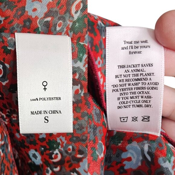 Selkie Princess Crimson Darling Red Floral Puff Sleeve Organza Mini Dress Size S - Picture 11 of 15